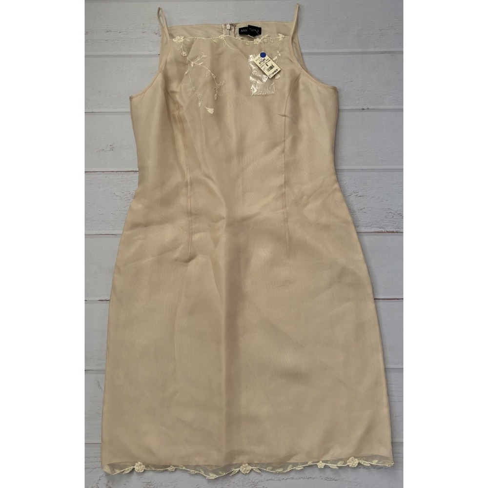 Vintage Ann Taylor Womens Y2K Festival Embroidered Silk Slip Dress Size 8 Fairy